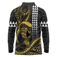 Hawaii Ikaika Warrior Helmet Long Sleeve Polo Shirt Gold Style