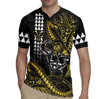 Hawaii Ikaika Warrior Helmet Rugby Jersey Gold Style