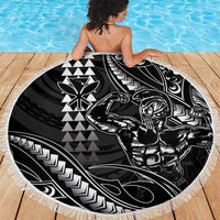 Hawaii Ikaika Warrior Helmet Beach Blanket Black Tribal Tattoo