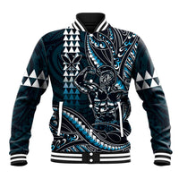 Hawaii Ikaika Warrior Helmet Baseball Jacket Blue Tribal Tattoo