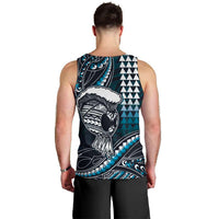 Hawaii Ikaika Warrior Helmet Men Tank Top Blue Tribal Tattoo