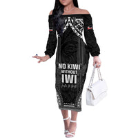 Aotearoa Toitu Te Tiriti Family Matching Off The Shoulder Long Sleeve Dress and Hawaiian Shirt No Kiwi Without Iwi