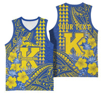 Personalised Hawaii Kaiser High School Basketball Jersey Tribal Tattoo With Hibiscus Flowers