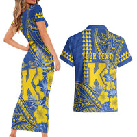 Personalised Hawaii Kaiser High School Couples Matching Short Sleeve Bodycon Dress and Hawaiian Shirt Tribal Tattoo With Hibiscus Flowers LT05 - Polynesian Pride