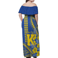 Personalised Hawaii Kaiser High School Family Matching Off Shoulder Maxi Dress and Hawaiian Shirt Tribal Tattoo With Hibiscus Flowers LT05 - Polynesian Pride