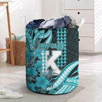 Hawaii Kapolei High School Laundry Basket Tribal Tattoo With Hibiscus Flowers