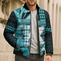 Personalised Hawaii Kapolei High School Bomber Puffer Jacket Tribal Tattoo With Hibiscus Flowers