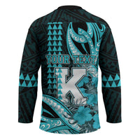 Personalised Hawaii Kapolei High School Hockey Jersey Tribal Tattoo With Hibiscus Flowers