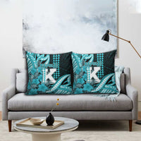 Hawaii Kapolei High School Pillow Cover Tribal Tattoo With Hibiscus Flowers