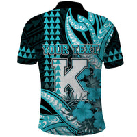 Personalised Hawaii Kapolei High School Polo Shirt Tribal Tattoo With Hibiscus Flowers