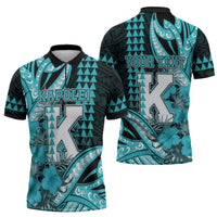 Personalised Hawaii Kapolei High School Zipper Polo Shirt Tribal Tattoo With Hibiscus Flowers