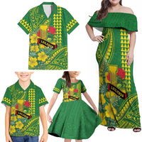 Personalised Hawaii Leilehua High School Family Matching Off Shoulder Maxi Dress and Hawaiian Shirt Tribal Tattoo With Hibiscus Flowers LT05 - Polynesian Pride