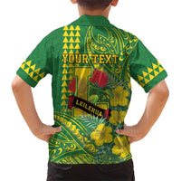 Personalised Hawaii Leilehua High School Family Matching Short Sleeve Bodycon Dress and Hawaiian Shirt Tribal Tattoo With Hibiscus Flowers LT05 - Polynesian Pride