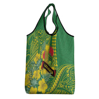 Hawaii Leilehua High School Grocery Bag Tribal Tattoo With Hibiscus Flowers