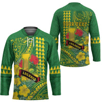 Personalised Hawaii Leilehua High School Hockey Jersey Tribal Tattoo With Hibiscus Flowers
