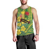 Personalised Hawaii Leilehua High School Men Tank Top Tribal Tattoo With Hibiscus Flowers