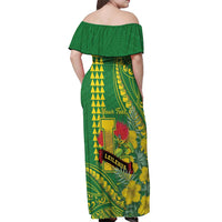Personalised Hawaii Leilehua High School Off Shoulder Maxi Dress Tribal Tattoo With Hibiscus Flowers