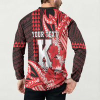Personalised Hawaii Kalani High School Button Sweatshirt Tribal Tattoo With Hibiscus Flowers