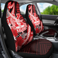Hawaii Kalani High School Car Seat Cover Tribal Tattoo With Hibiscus Flowers