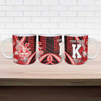 Personalised Hawaii Kalani High School Ceramic Mug Tribal Tattoo With Hibiscus Flowers