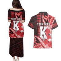 Personalised Hawaii Kalani High School Couples Matching Puletasi and Hawaiian Shirt Tribal Tattoo With Hibiscus Flowers LT05 - Polynesian Pride