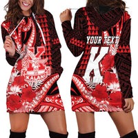 Personalised Hawaii Kalani High School Hoodie Dress Tribal Tattoo With Hibiscus Flowers LT05 - Polynesian Pride