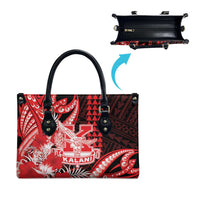 Hawaii Kalani High School Leather Bag Tribal Tattoo With Hibiscus Flowers