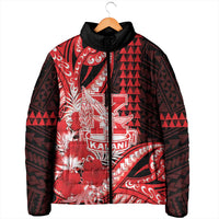 Personalised Hawaii Kalani High School Padded Jacket Tribal Tattoo With Hibiscus Flowers