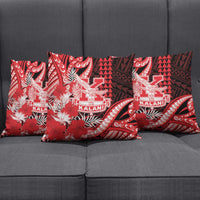 Hawaii Kalani High School Pillow Cover Tribal Tattoo With Hibiscus Flowers