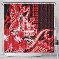 Hawaii Kalani High School Shower Curtain Tribal Tattoo With Hibiscus Flowers