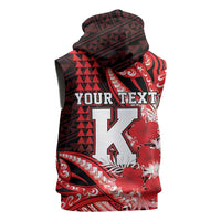 Personalised Hawaii Kalani High School Sleeveless Zip Hoodie Tribal Tattoo With Hibiscus Flowers LT05 - Polynesian Pride