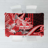 Hawaii Kalani High School Tablecloth Tribal Tattoo With Hibiscus Flowers