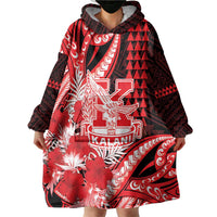 Personalised Hawaii Kalani High School Wearable Blanket Hoodie Tribal Tattoo With Hibiscus Flowers