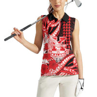 Personalised Hawaii Kalani High School Women Sleeveless Polo Shirt Tribal Tattoo With Hibiscus Flowers LT05 - Polynesian Pride