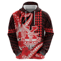 Personalised Hawaii Kalani High School Zip Hoodie Tribal Tattoo With Hibiscus Flowers