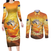 New Zealand And Australia ANZAC Day Couples Matching Long Sleeve Bodycon Dress and Long Sleeve Button Shirt Sinai Palestine Campaign Lest We Forget LT05 Orange - Polynesian Pride