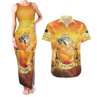 New Zealand And Australia ANZAC Day Couples Matching Tank Maxi Dress and Hawaiian Shirt Sinai Palestine Campaign Lest We Forget LT05 Orange - Polynesian Pride