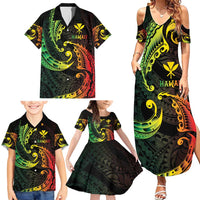 AAPI Heritage Month Family Matching Summer Maxi Dress and Hawaiian Shirt Kanaka Maoli Polynesian Tribal Wave