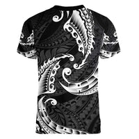 AAPI Heritage Month Women V-Neck T-Shirt American Samoa Polynesian Tribal Wave