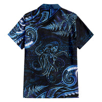 Aotearoa New Zealand Octopus Family Matching Short Sleeve Bodycon Dress and Hawaiian Shirt Silver Fern Maori Pattern LT05 - Polynesian Pride