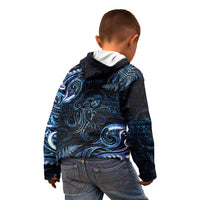 Aotearoa New Zealand Octopus Kid Hoodie Silver Fern Maori Pattern