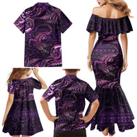 Aotearoa New Zealand Crocodile Family Matching Mermaid Dress and Hawaiian Shirt Silver Fern Maori Pattern LT05 - Polynesian Pride