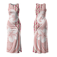 Samoa Teuila Couples Matching Tank Maxi Dress and Long Sleeve Button Shirt Pink Samoan Siapo Motifs LT05 - Polynesian Pride