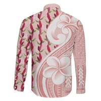 Samoa Teuila Family Matching Long Sleeve Bodycon Dress and Hawaiian Shirt Pink Samoan Siapo Motifs LT05 Son's Shirt Pink - Polynesian Pride