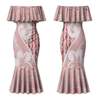 Samoa Teuila Family Matching Mermaid Dress and Hawaiian Shirt Pink Samoan Siapo Motifs LT05 Mom's Dress Pink - Polynesian Pride