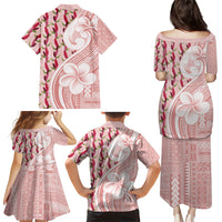 Samoa Teuila Family Matching Puletasi and Hawaiian Shirt Pink Samoan Siapo Motifs LT05 Mom's Dress Pink - Polynesian Pride