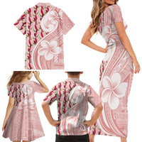 Samoa Teuila Family Matching Short Sleeve Bodycon Dress and Hawaiian Shirt Pink Samoan Siapo Motifs LT05 Mom's Dress Pink - Polynesian Pride