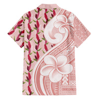Samoa Teuila Family Matching Short Sleeve Bodycon Dress and Hawaiian Shirt Pink Samoan Siapo Motifs LT05 Dad's Shirt - Long Sleeve Pink - Polynesian Pride