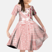 Samoa Teuila Family Matching Summer Maxi Dress and Hawaiian Shirt Pink Samoan Siapo Motifs