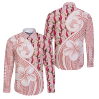 Samoa Teuila Family Matching Tank Maxi Dress and Hawaiian Shirt Pink Samoan Siapo Motifs LT05 Dad's Shirt - Long Sleeve Pink - Polynesian Pride
